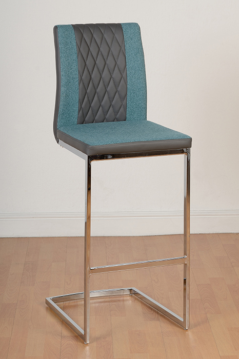 Sienna Bar Chair With Grey Faux Leather And Teal Fabric Seat - Click Image to Close